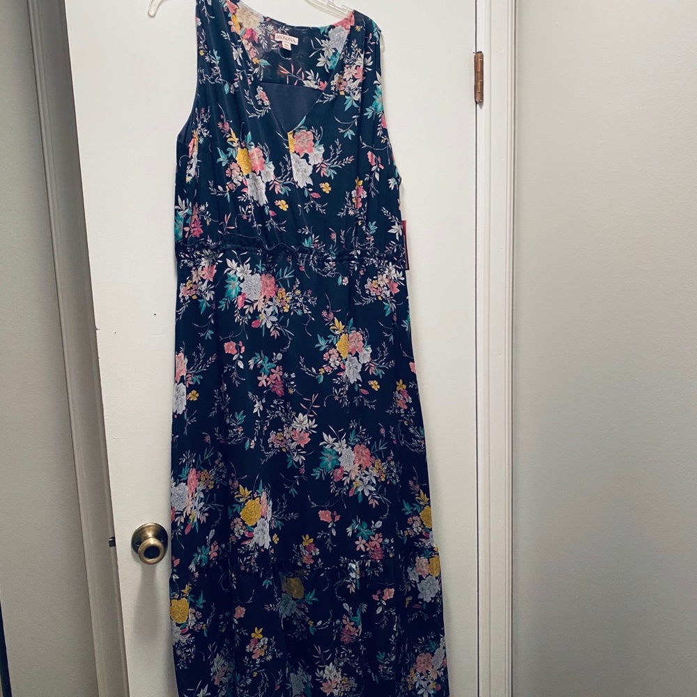 Merona Navy/Floral chiffon maxi dress size XXL